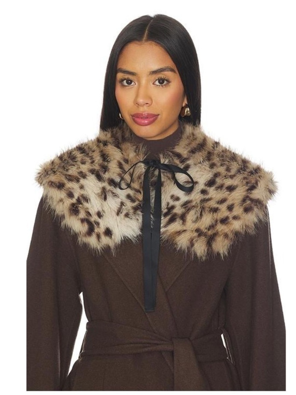 Aknvas Black Faux Fur Trim Neck Collar
